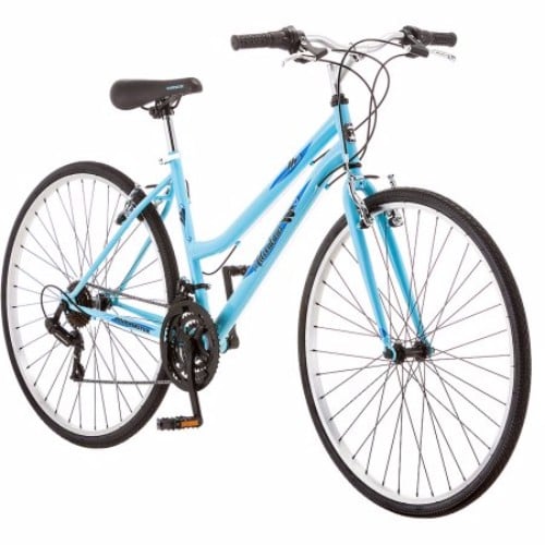 blue hybrid bike